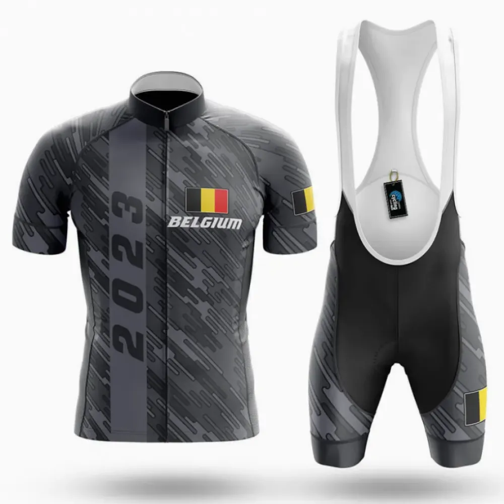Belgium 2023 Cycling Kit Full Set Ver.3 Unique Design Gray/Yellow/Black
