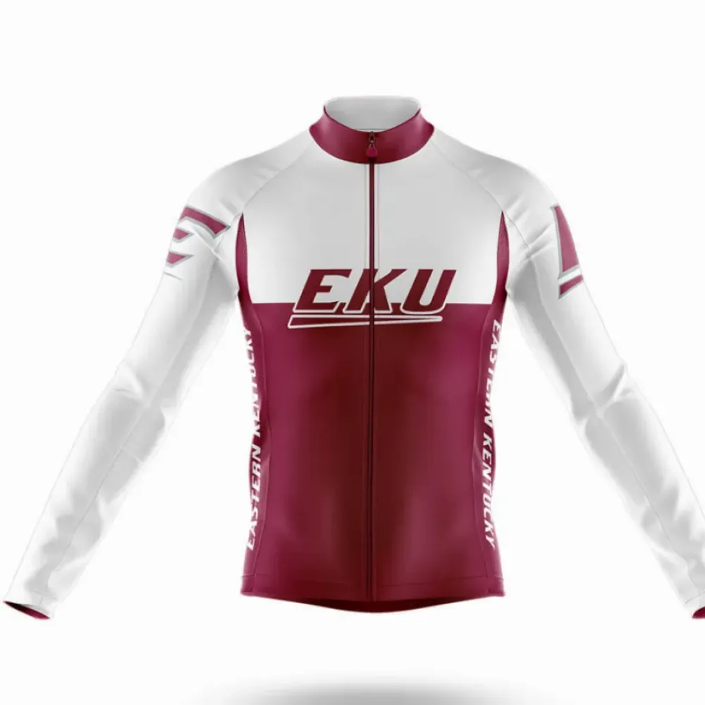 Eastern Kentucky University Long Sleeve Cycling Jersey White/Burgundy/Red