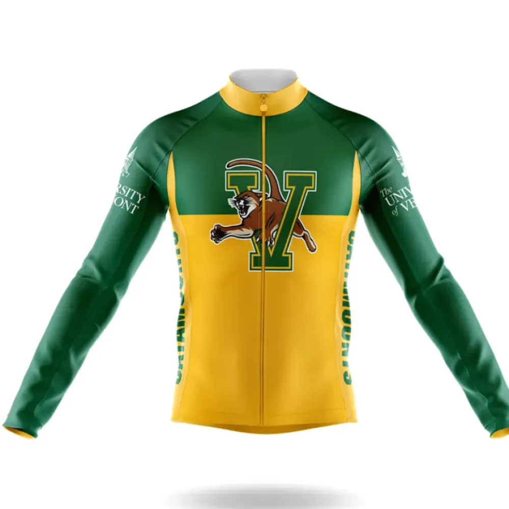 University of Vermont Long Sleeve Cycling Jersey Vermont Pride Green/Yellow/Black