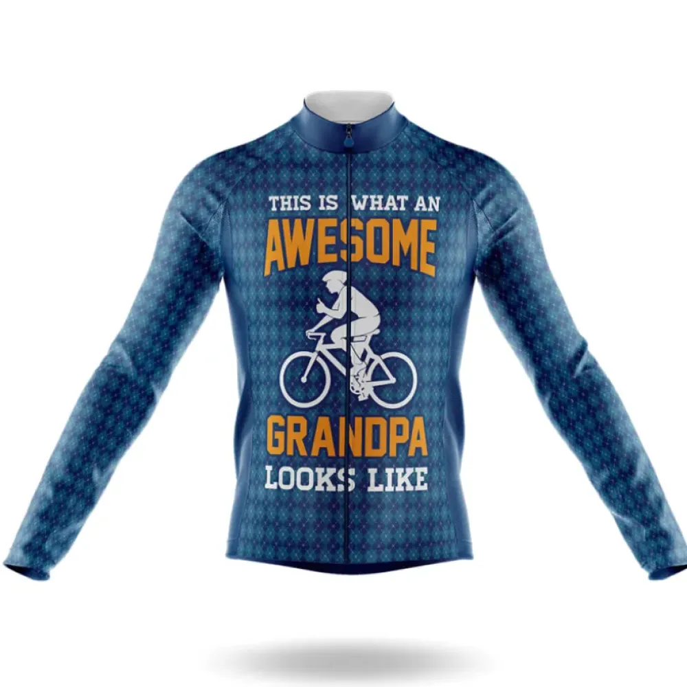 Awesome Grandpa V4 Cycling Jersey Blue/Grey/Orange