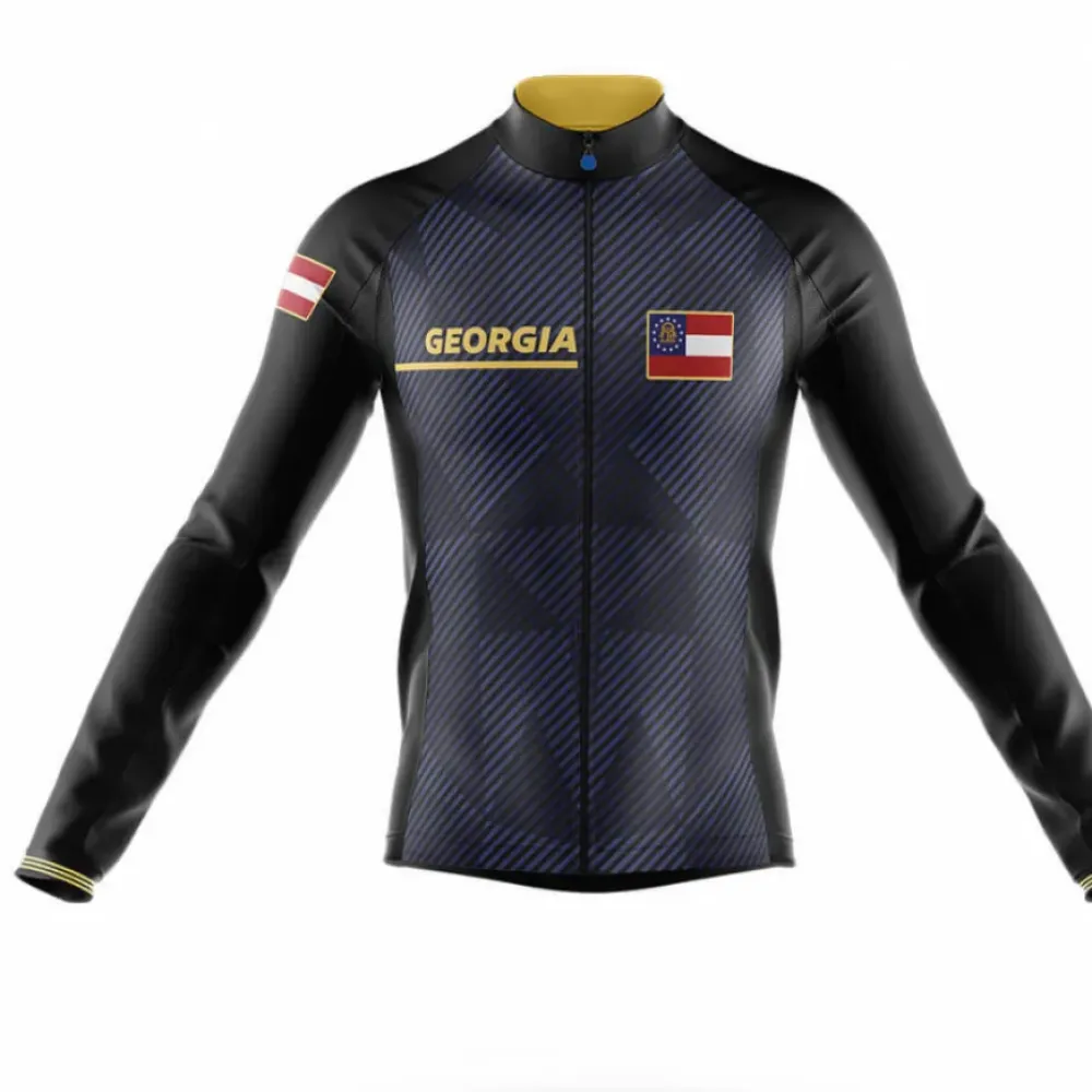 Georgia S2 Long Sleeve Cycling Jersey Black/Yellow/Blue