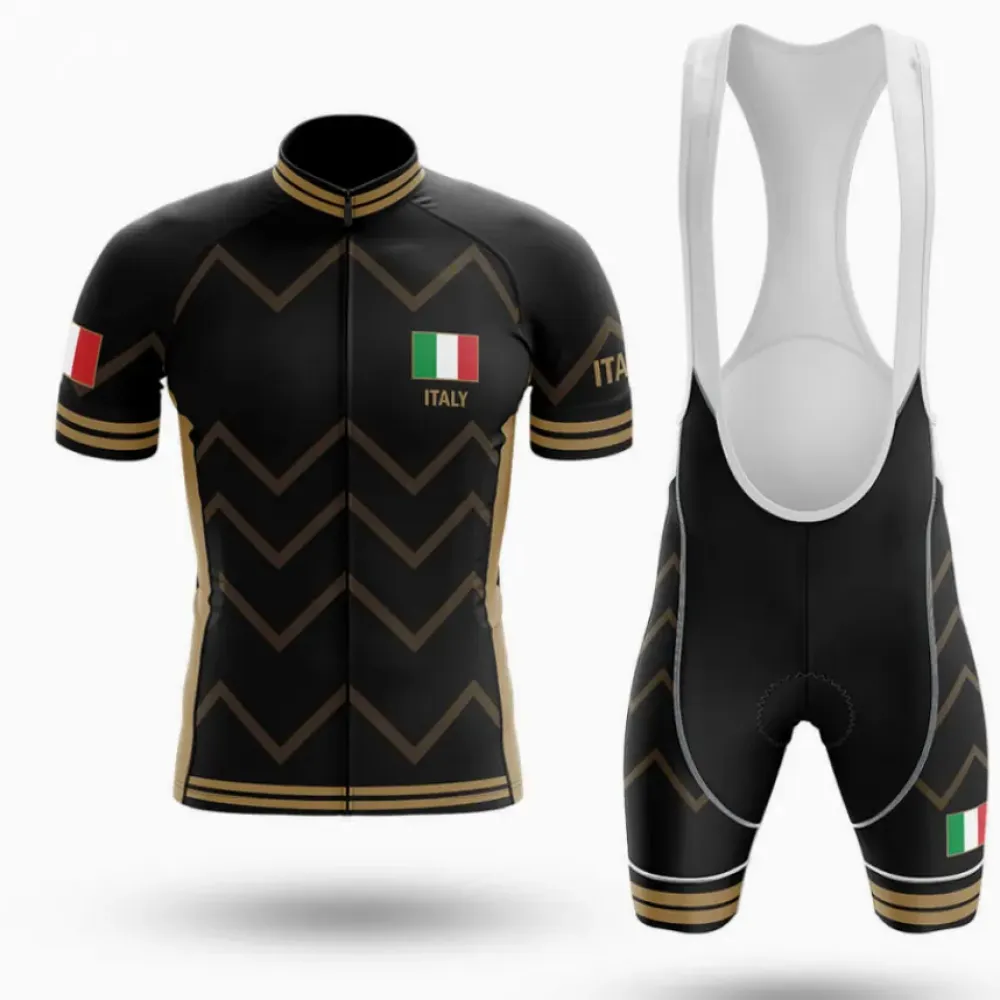 Italy V17 Cycling Kit Italian Flag Black/Gold/White