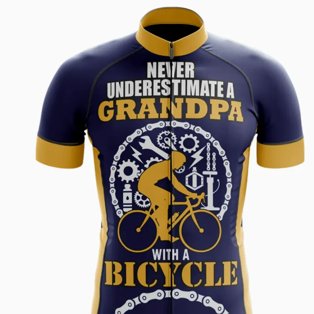 Grandpa Cycling Jersey Ver.2 Never Underestimate Navy/Yellow/Gold