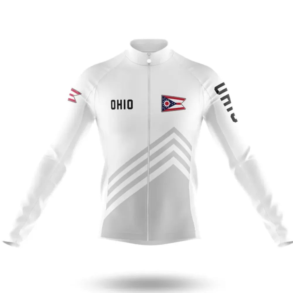 United Ohio S4 Long Sleeve Cycling Jersey White/Gray/Red