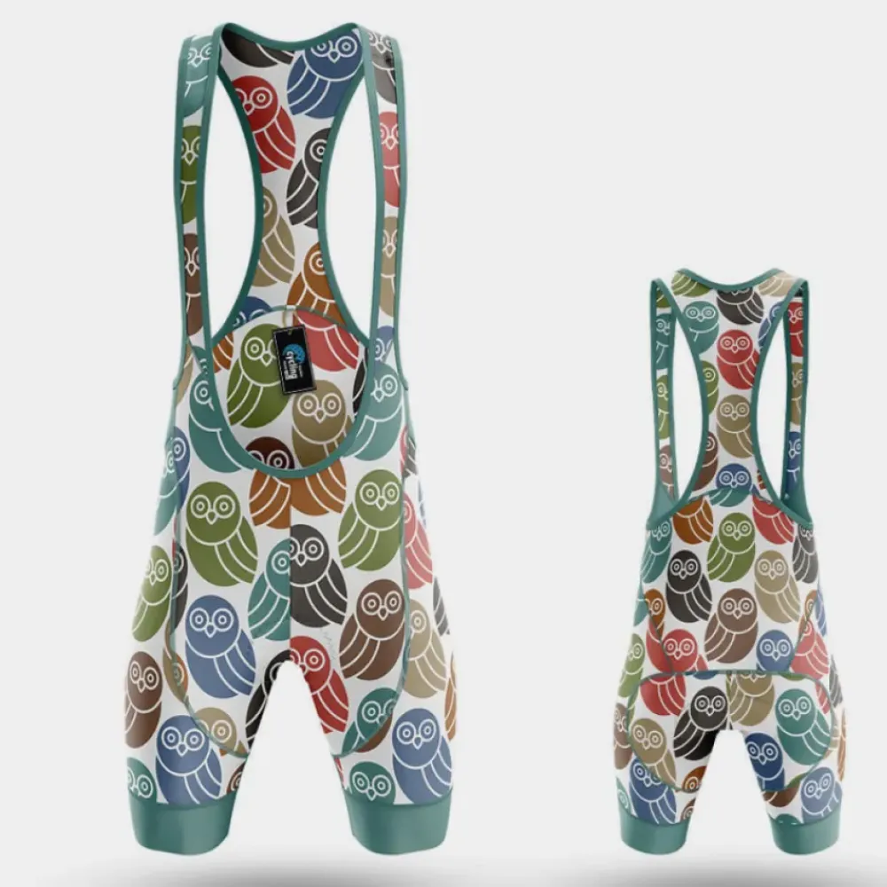 Cycling Bibs Retro Owl Colorful Owls Teal/Red/Green