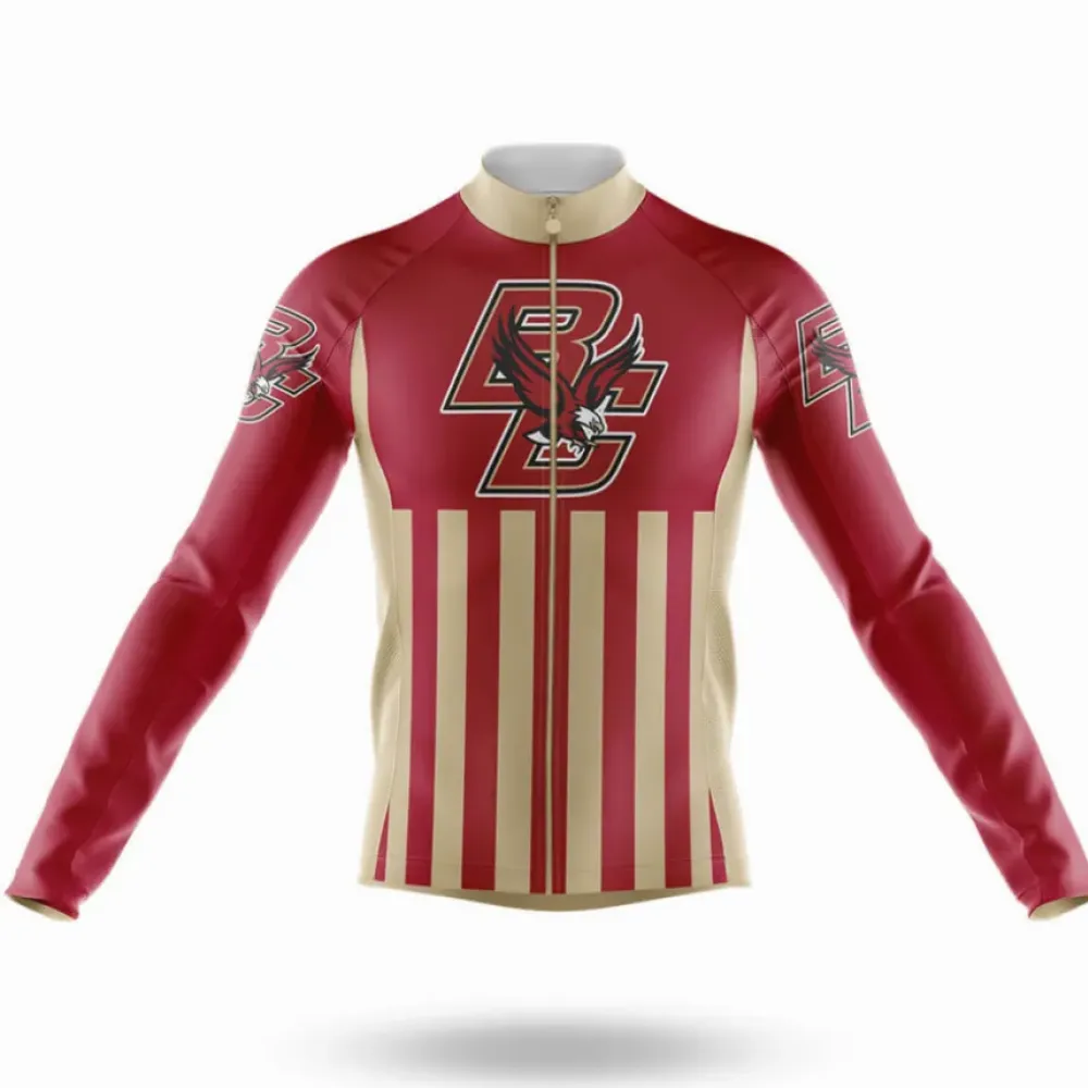 Boston College USA Long Sleeve Cycling Jersey Maroon/Gold/White