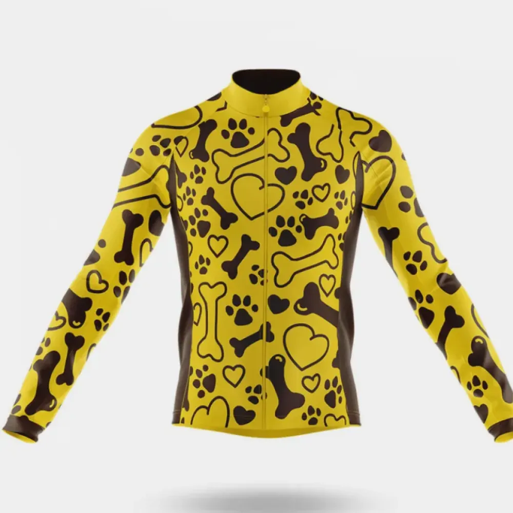 Dog Lover Long Sleeve Cycling Jersey Ver.2 Yellow/Black/Brown