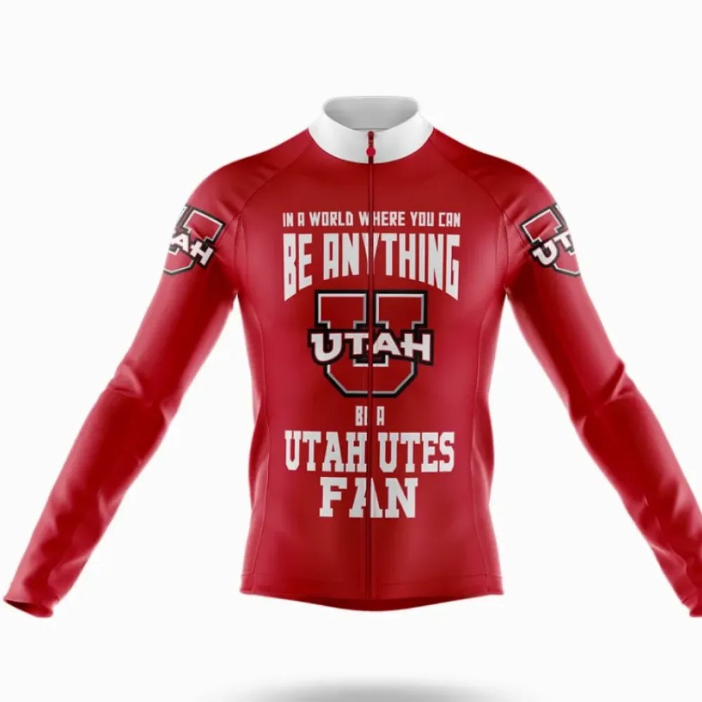 Utah Utes Fan Long Sleeve Cycling Jersey Red/White/Black