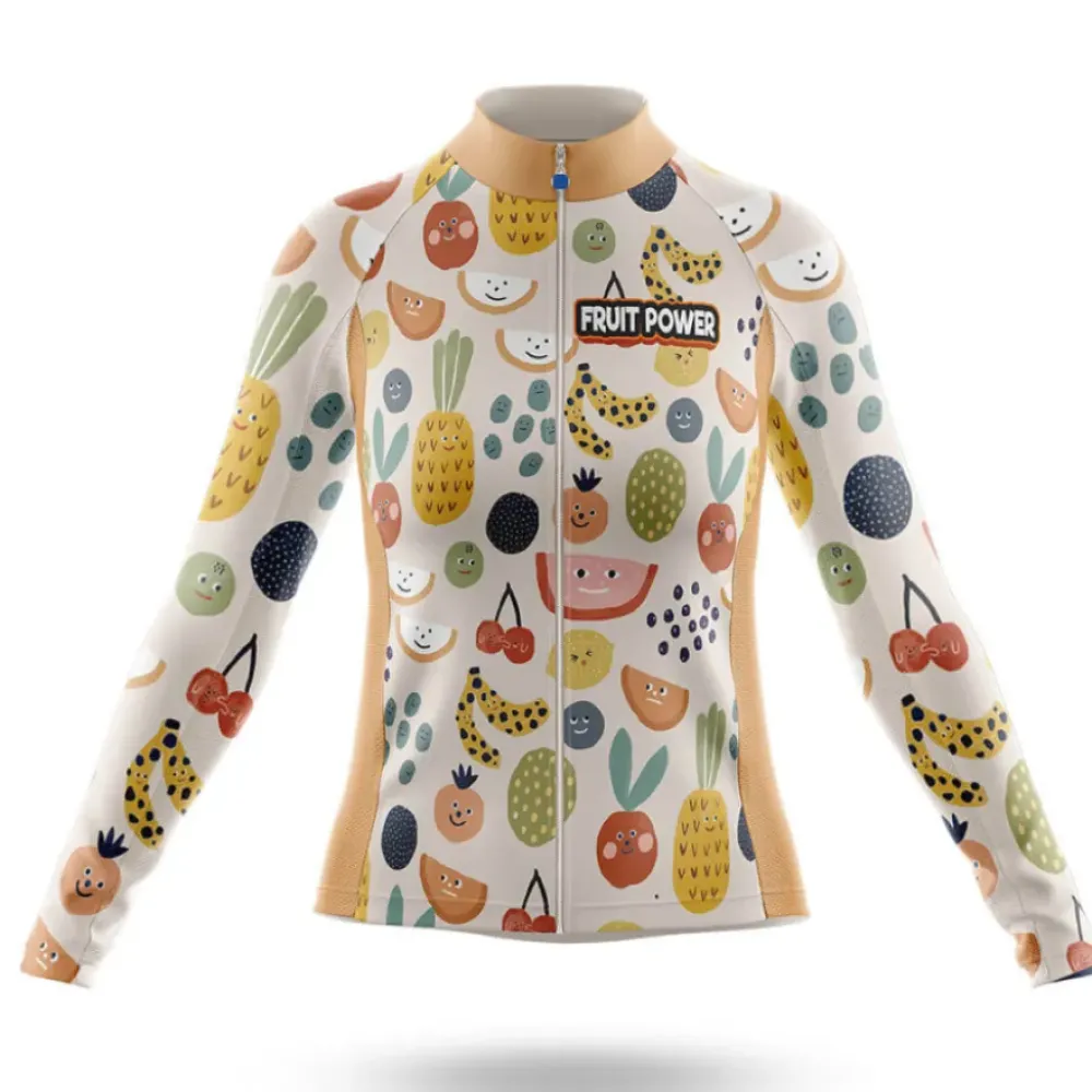 Fruit Power Long Sleeve Cycling Jersey Banana/Green/White