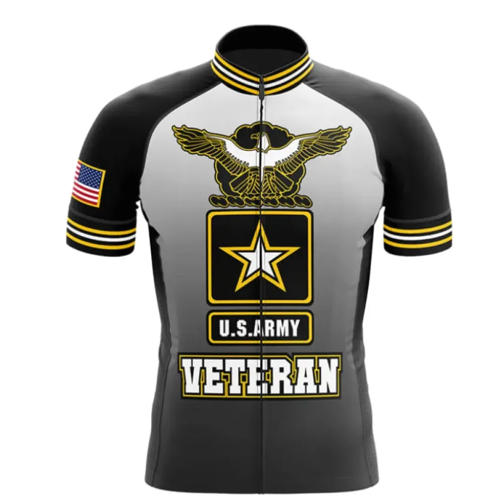 US Army Premium Cycling Jersey Veteran Black/Grey/Yellow