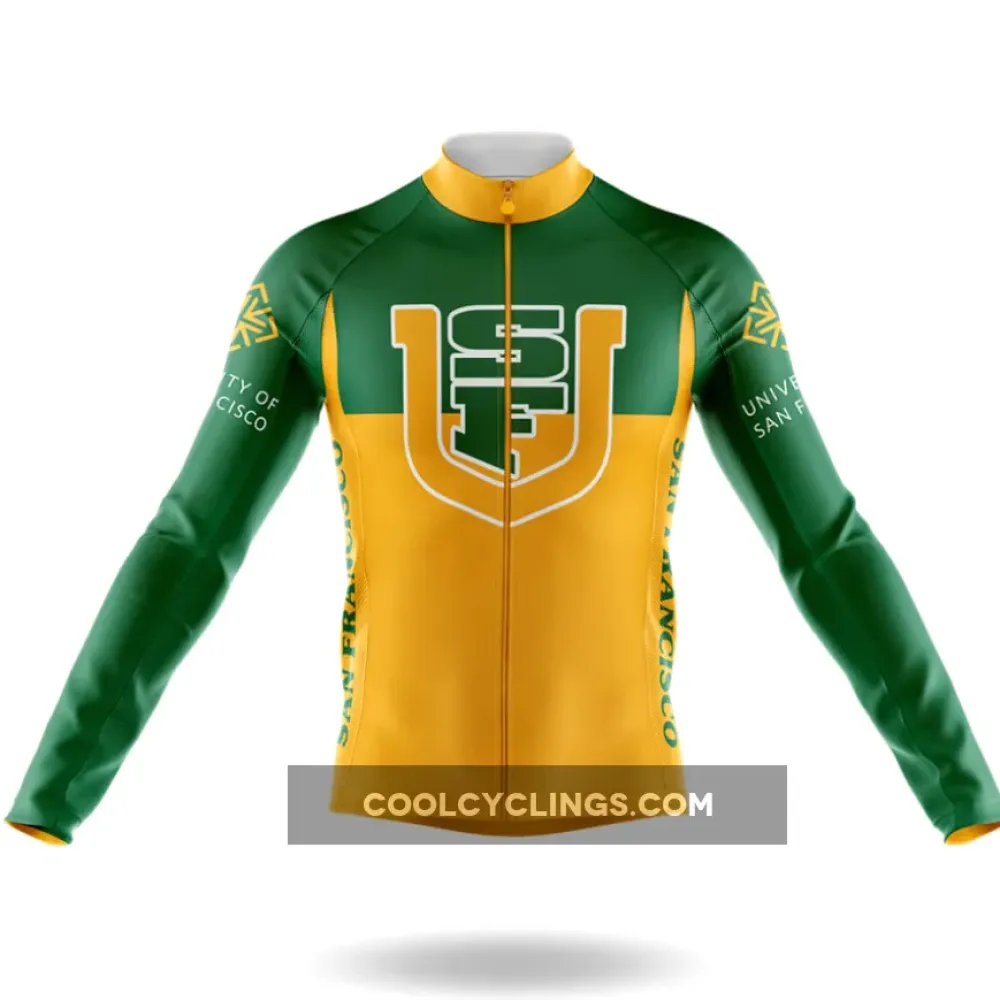 San Francisco University Long Sleeve Cycling Jersey Green/Yellow/White