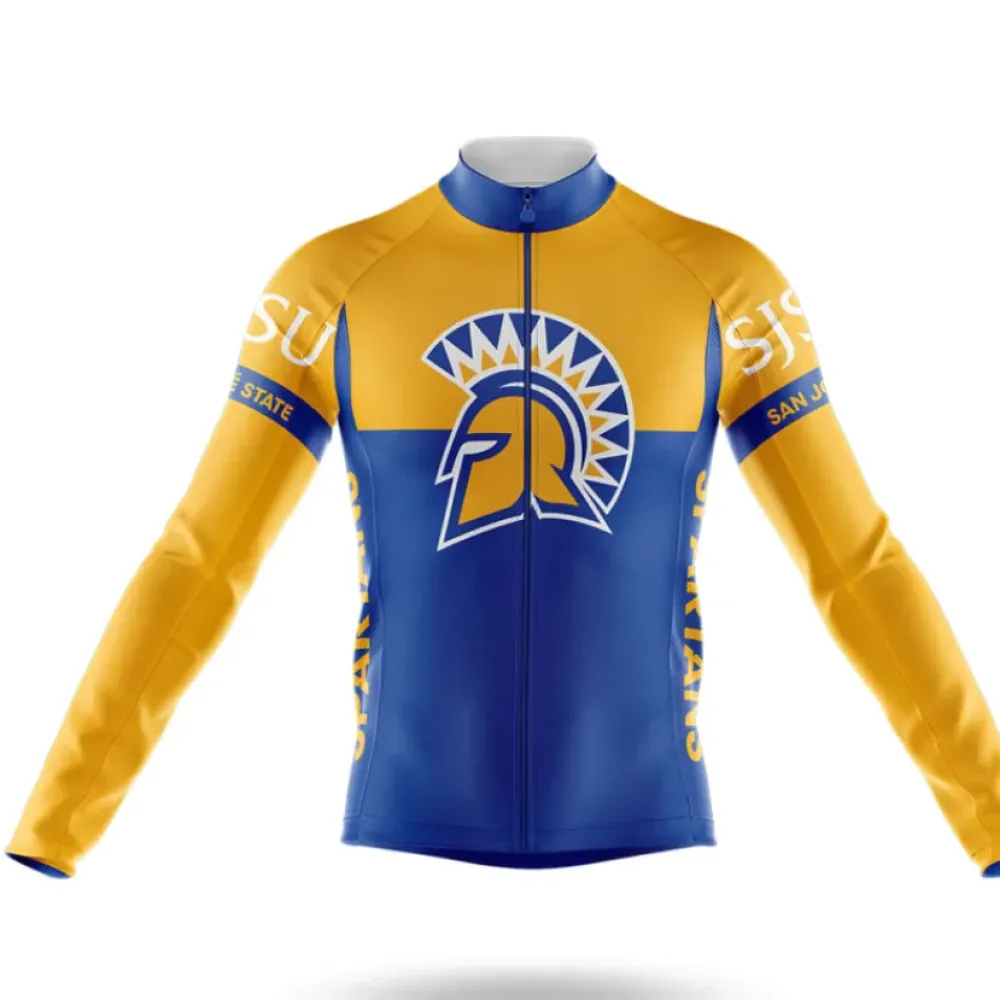 San José State University Long Sleeve Cycling Jersey Blue/Yellow/Gold