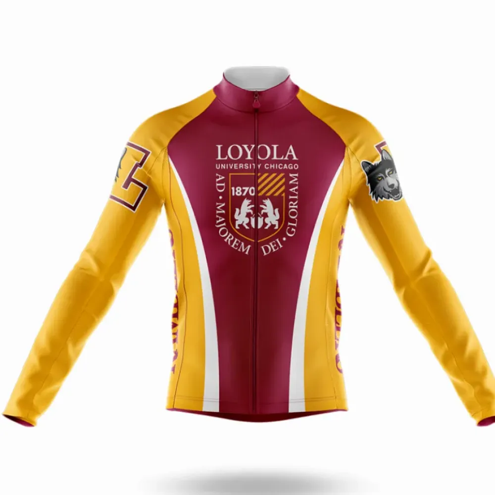 Loyola University Chicago Cycling Jersey Long Sleeve Maroon/Gold/White