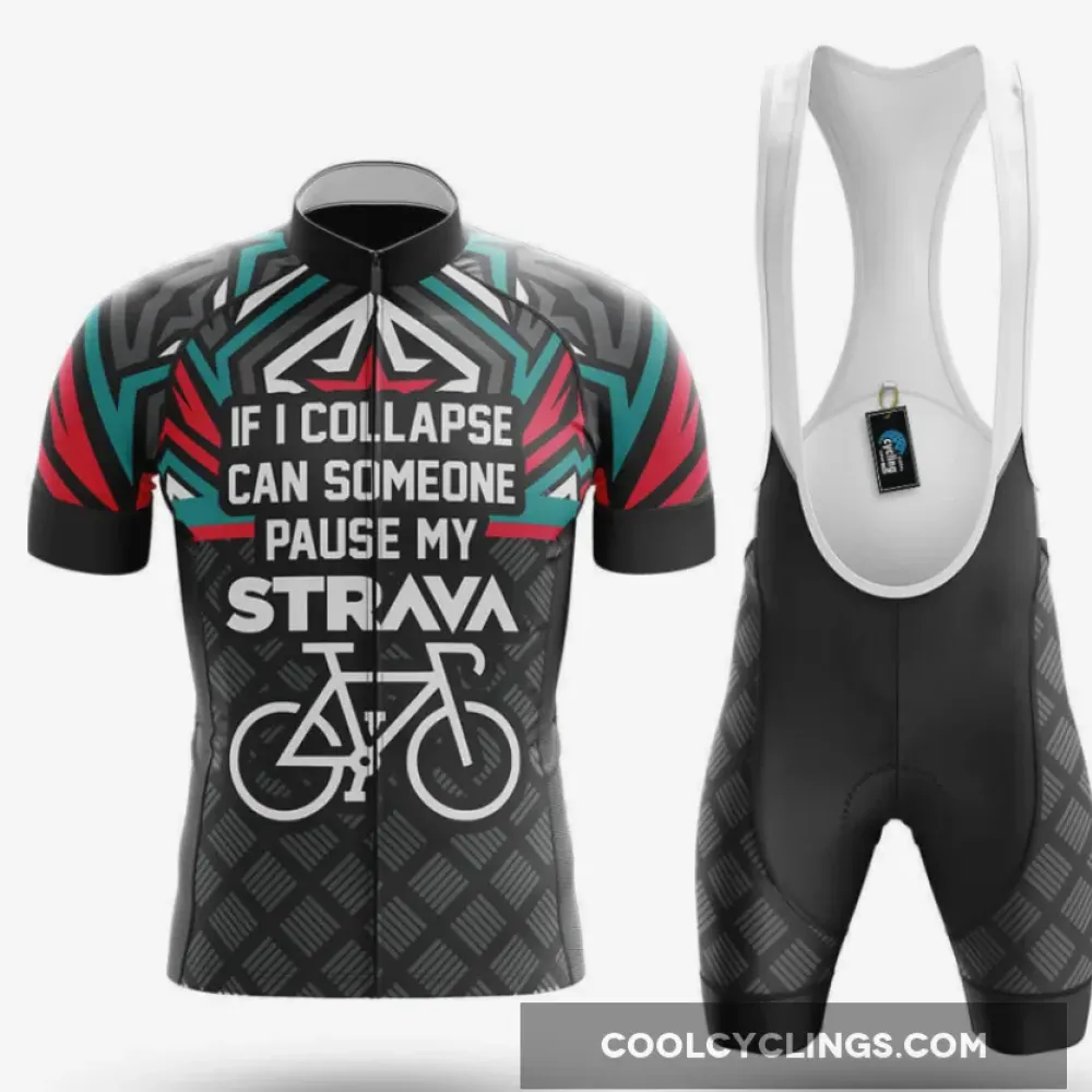 Cycling Kit Pause My Strava Black/Red/Grey