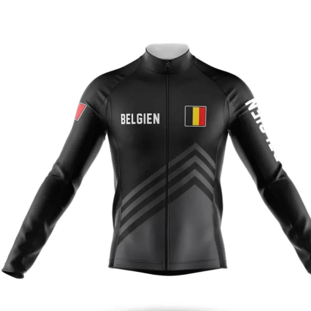 Belgien S5 Long Sleeve Black/Red/Grey Cycling Jersey