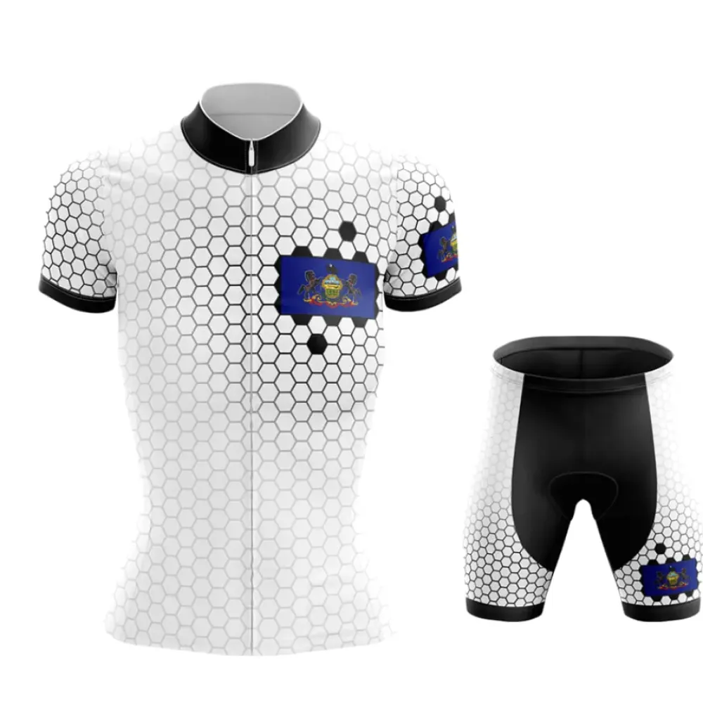 Pennsylvania V7 Cycling Kit White/Black/Blue