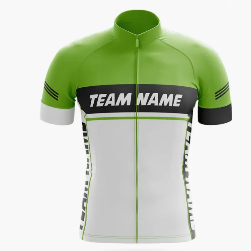 Custom Team Name M1 Green/White/Black Cycling Jersey