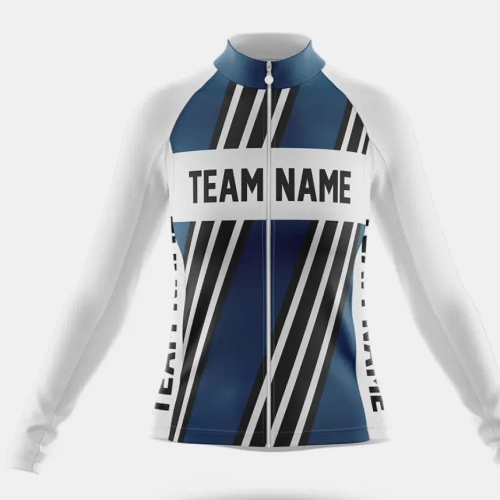 Custom Team Name M5 Navy Long Sleeve White/Navy/Black