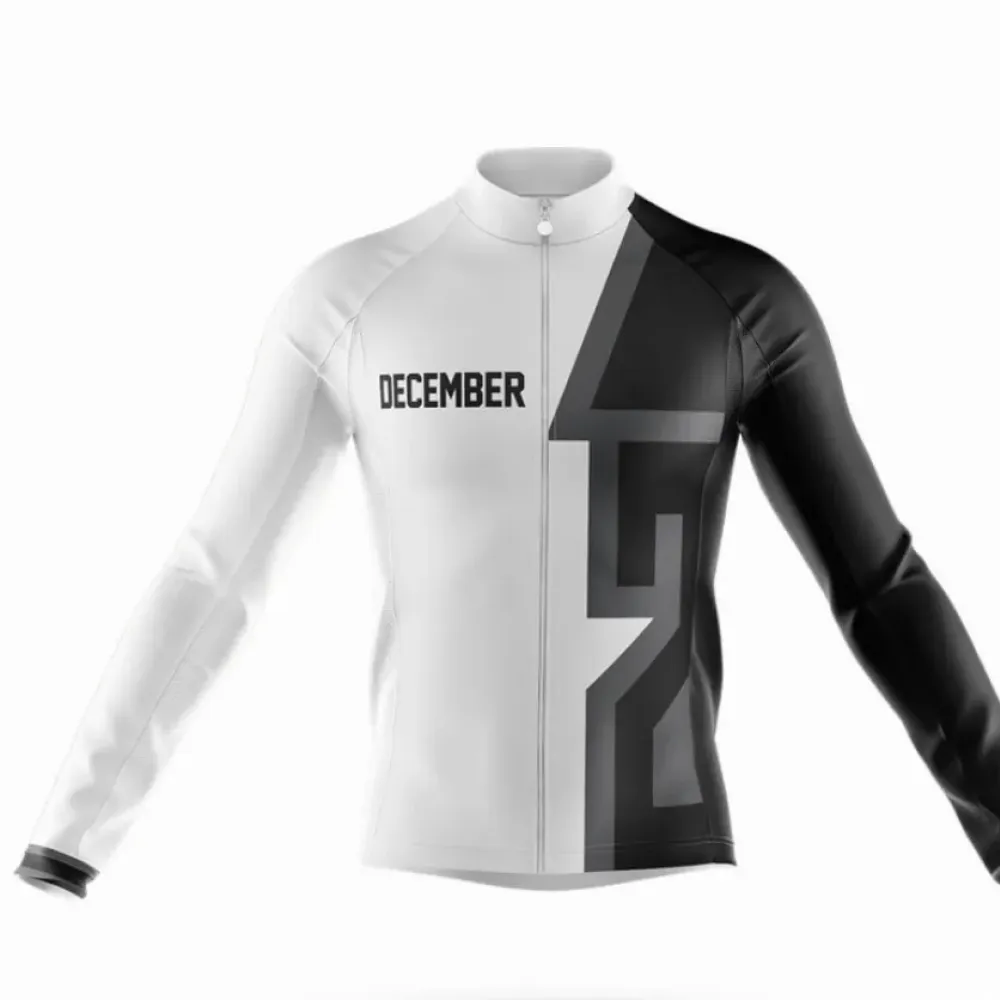December Long Sleeve Cycling Jersey White/Black/Grey