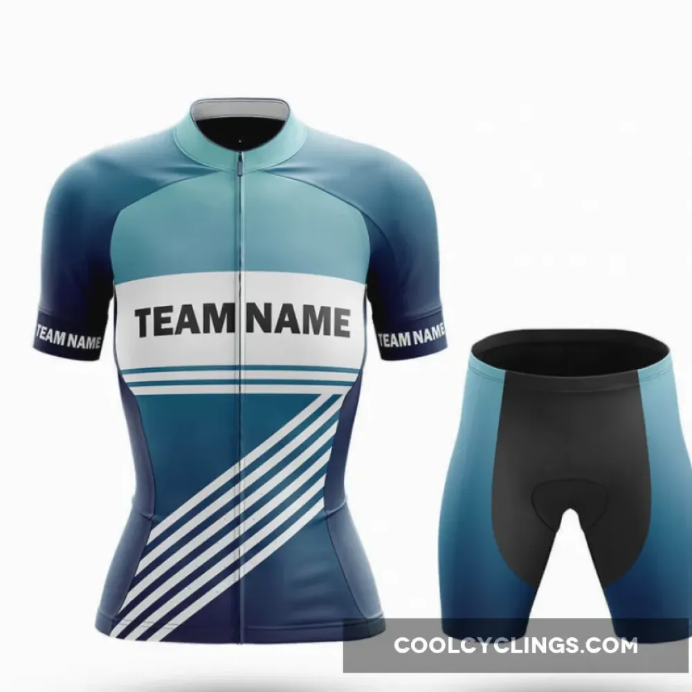 Women's Cycling Kit Full Set Custom Team Name S3 Blue Black/Blue/White