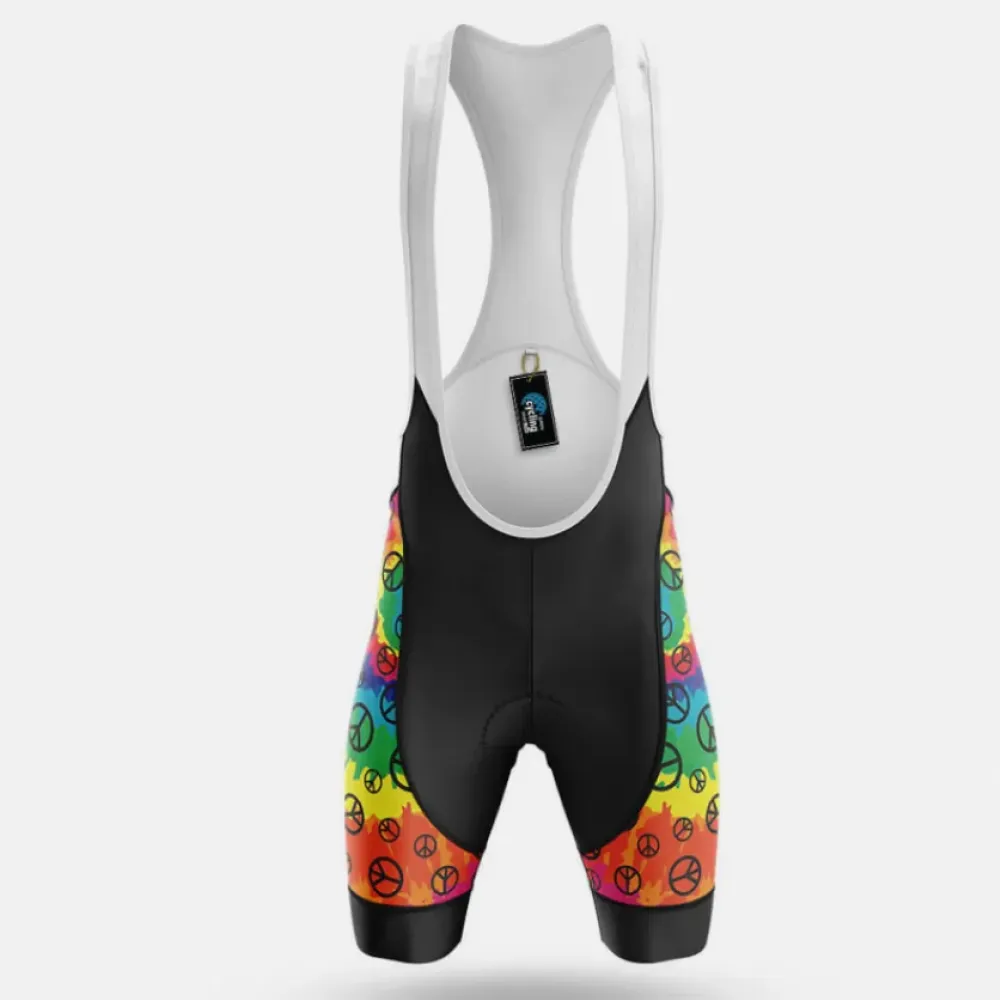 Cycling Bibs Peace Sign Rainbow/Black/Green