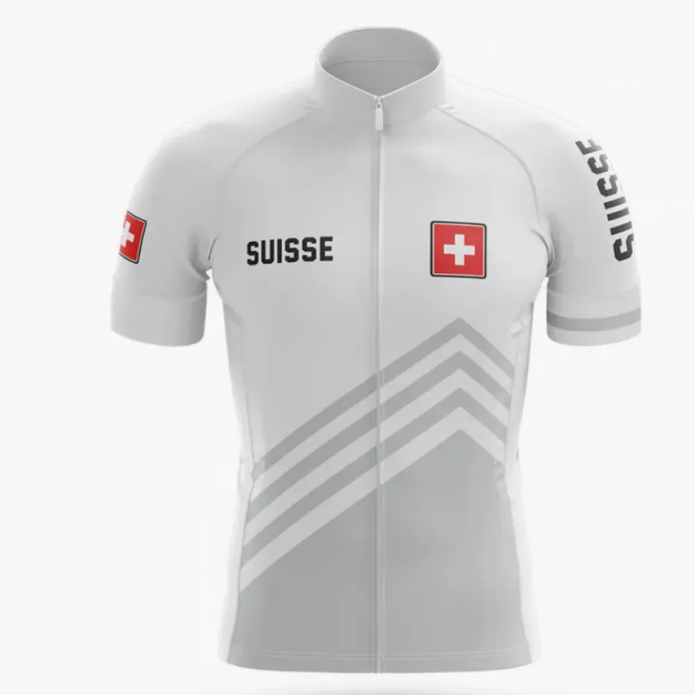 Suisse S5 White/Grey/Red Cycling Jersey
