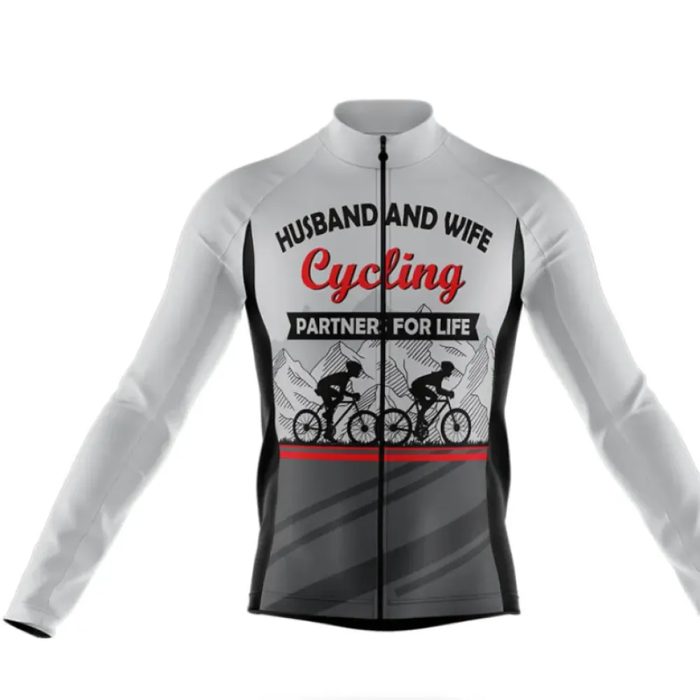 Husband And Wife V4 Cycling Jersey White/Black/Grey