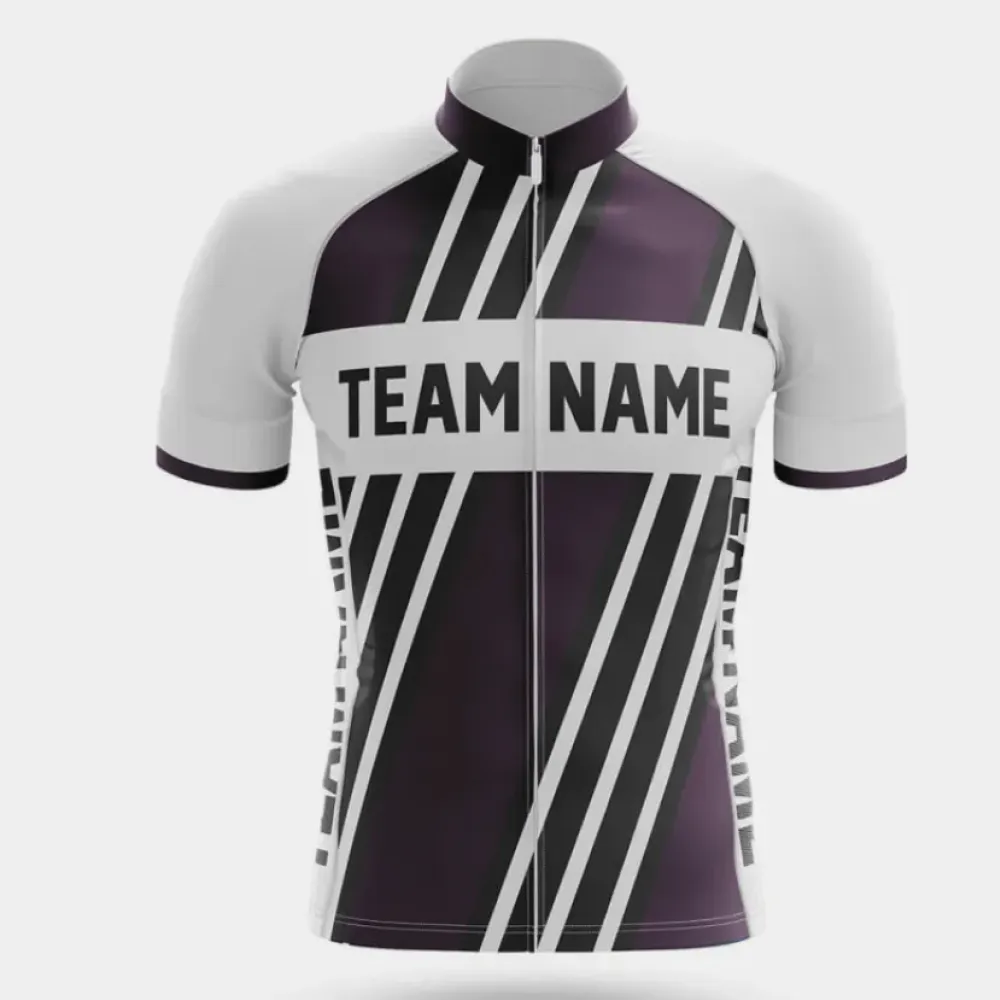 M5 Custom Team Name Cycling Jersey Dark Purple/White/Grey