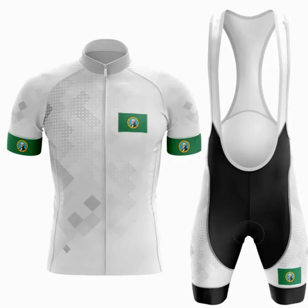 Washington Cycling Kit Jersey Bibs White/Green/Black