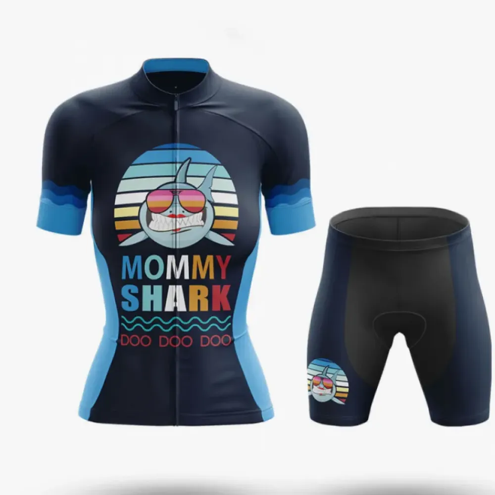 Mommy Shark Cycling Kit Cool Navy/Blue/Pink