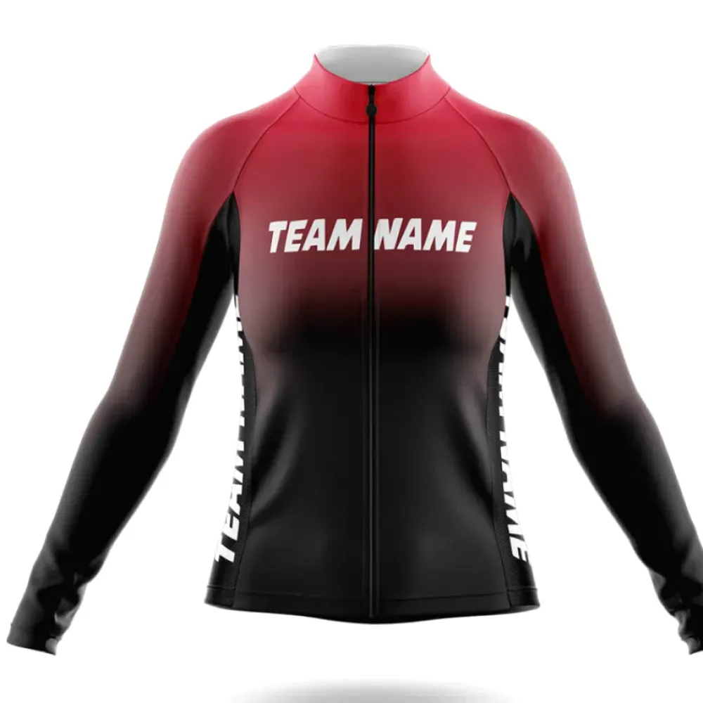 Custom Team Name M11 Long Sleeve Cycling Jersey Black/Red/White