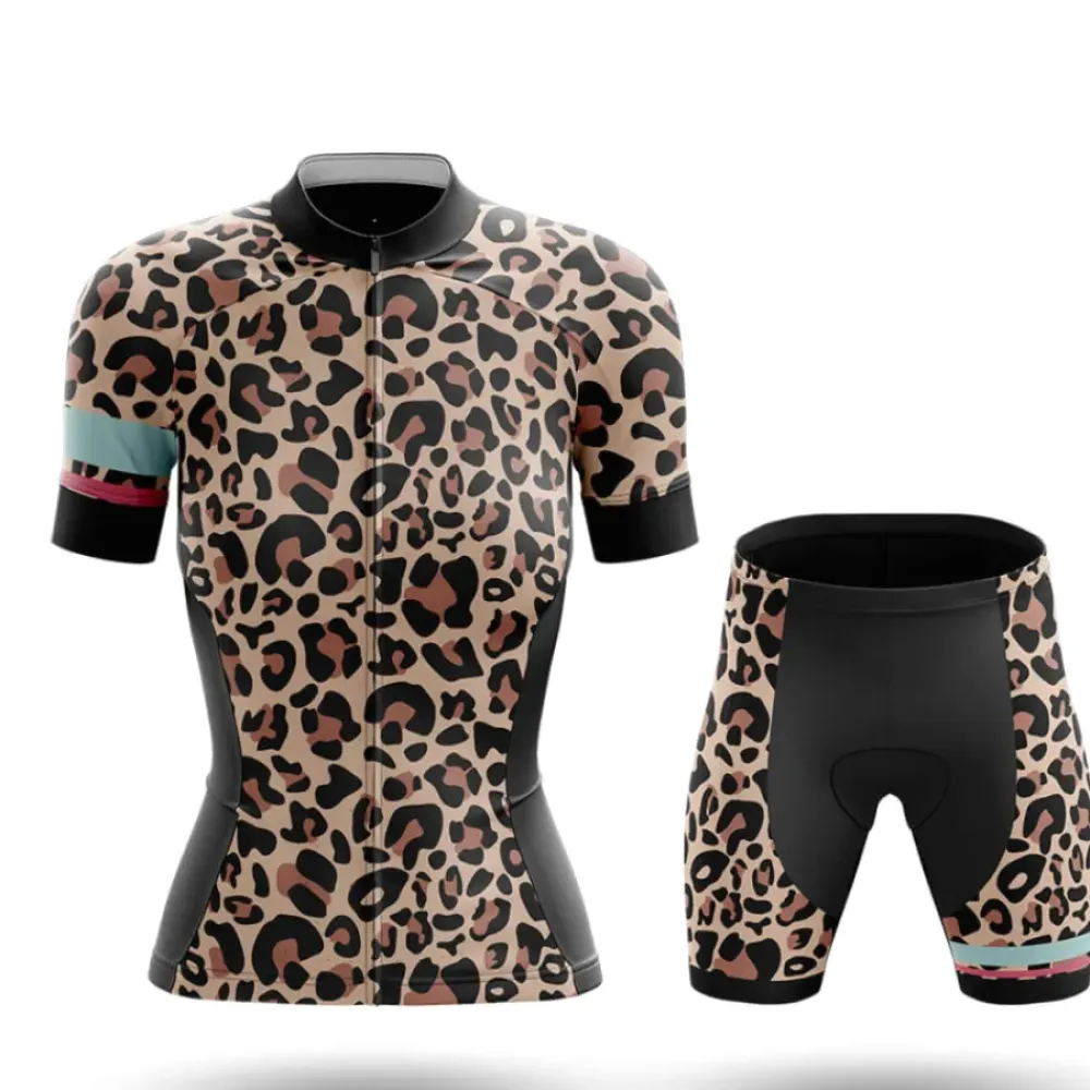Leopard Women's Cycling Kit Full Set Black/Brown/Tan