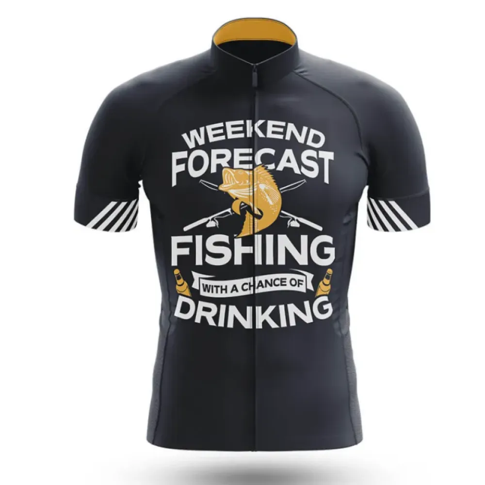 Cycling Jersey Weekend Fishing Forecast Navy/Yellow/White