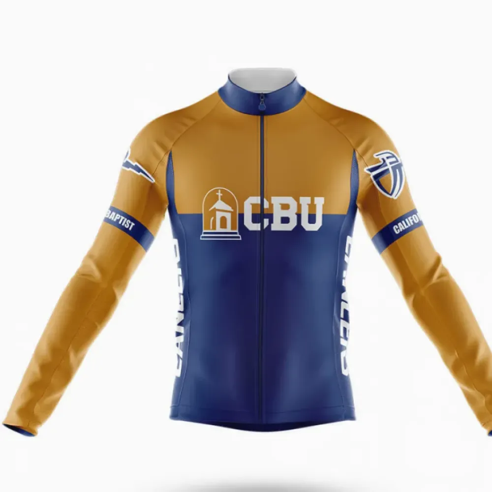 California Baptist University Long Sleeve Cycling Jersey Navy/Gold/White