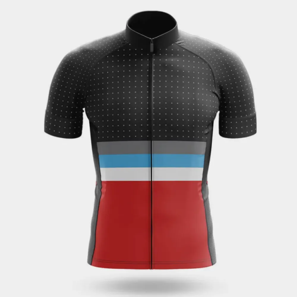 Retro Colors Cycling Jersey Polka Dot Red/Blue/Black