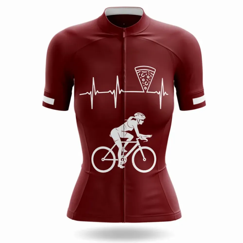 Pizza Heartbeat Women's Cycling Jersey Maroon/White/Purple