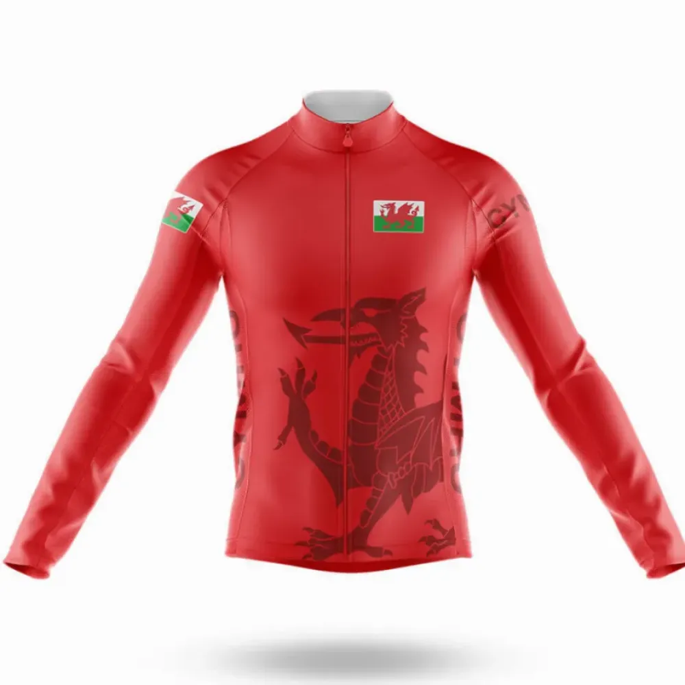 Cymru Symbol Long Sleeve Cycling Jersey Red/Green/Black