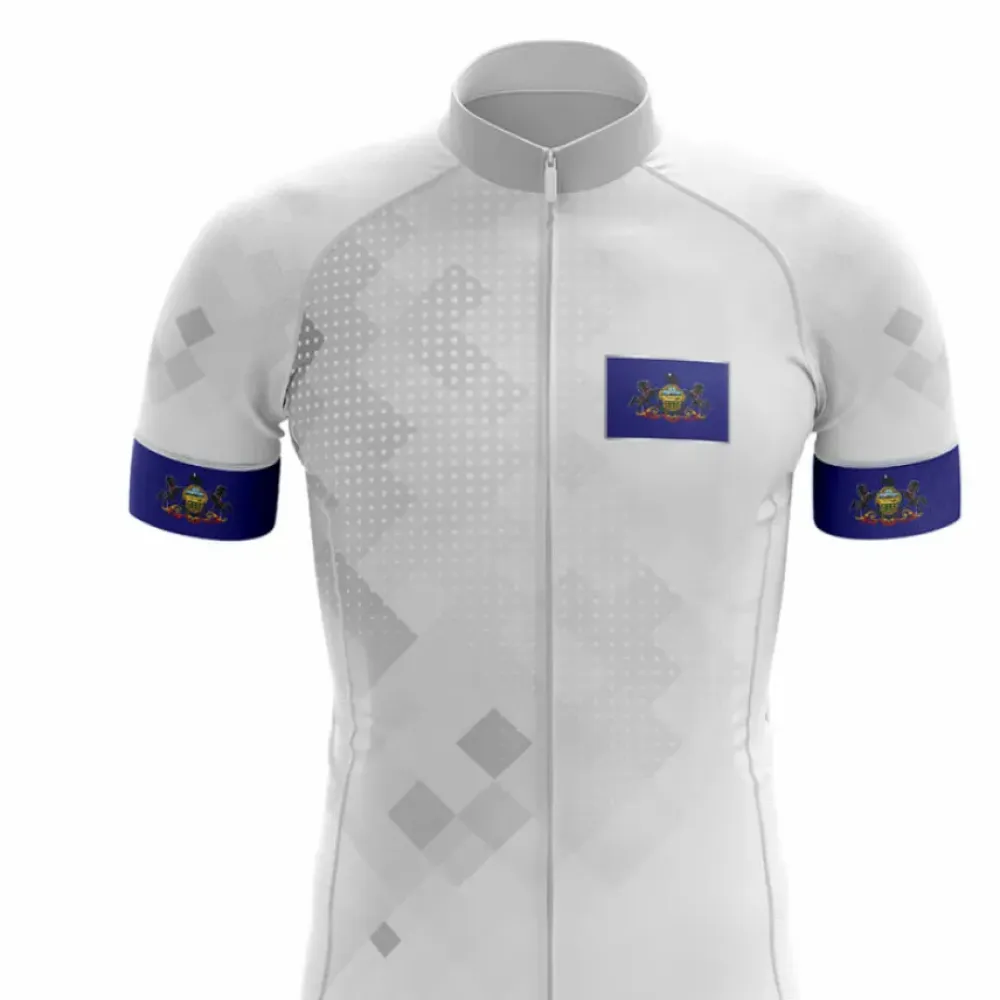 Pennsylvania Cycling Jersey Ver.2 Classic Design White/Blue/Grey