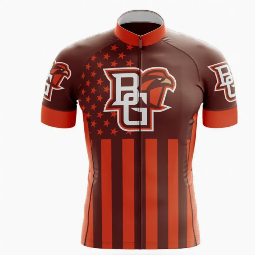 Bowling Green State University USA Cycling Jersey American Flag Brown/Orange/Red