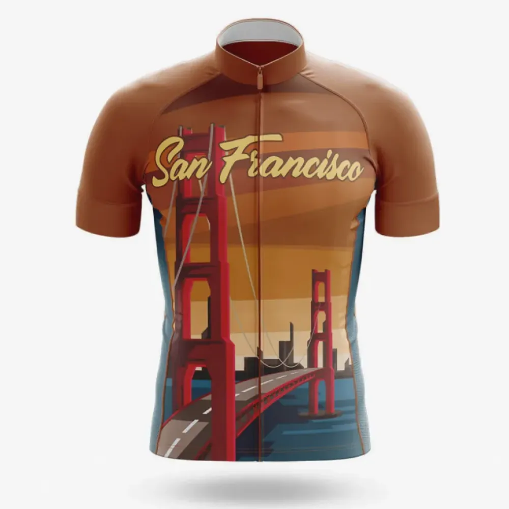 San Francisco CA Cycling Jersey Golden Gate Brown/Blue/Gold