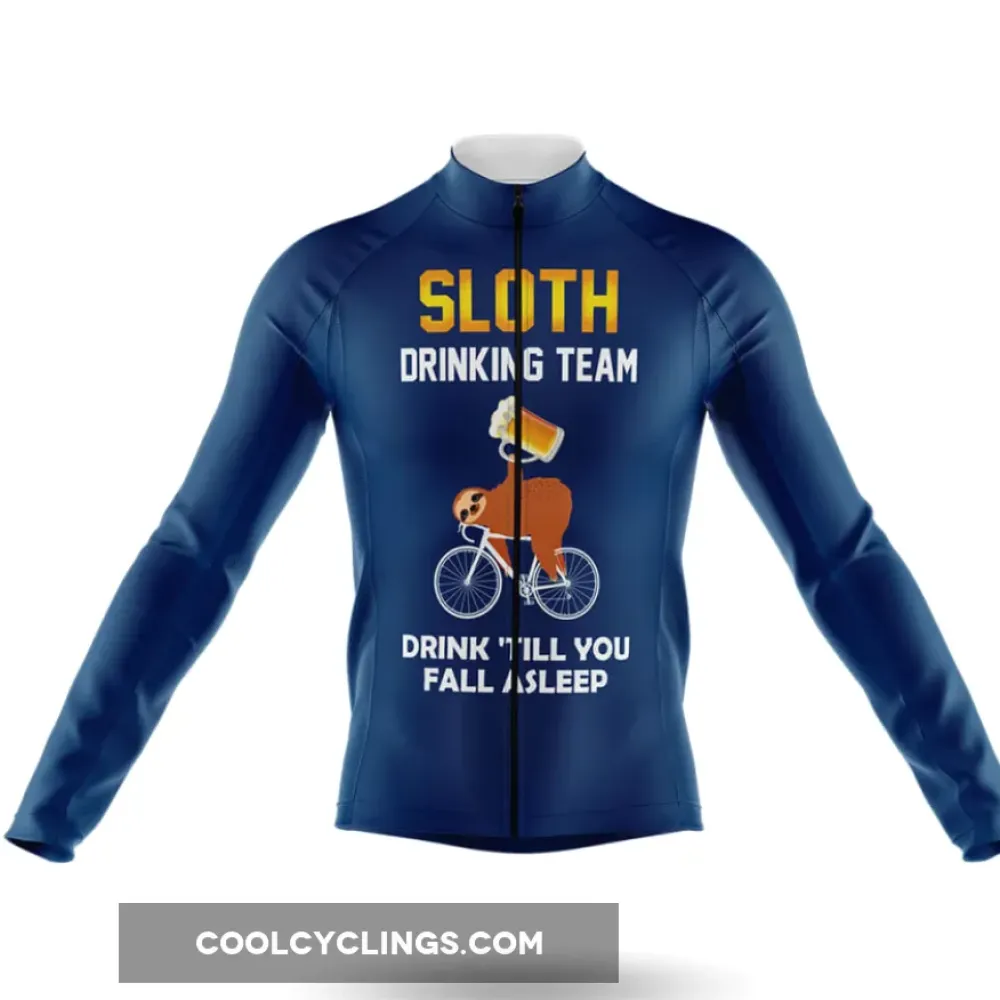 Cycling Jersey Sloth Drinking Team Navy/Long Sleeve/Sloth