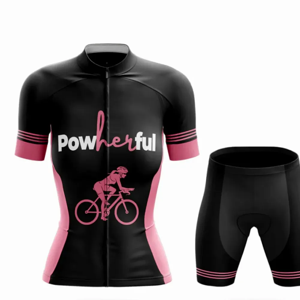 Powherful Women's Cycling Kit Full Set Black/Pink/Red
