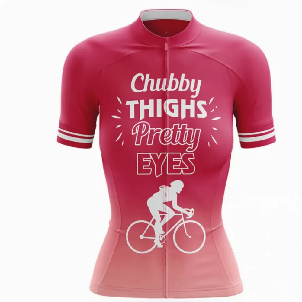 Chubby Thighs Women's Cycling Jersey Pink/White/Burgundy