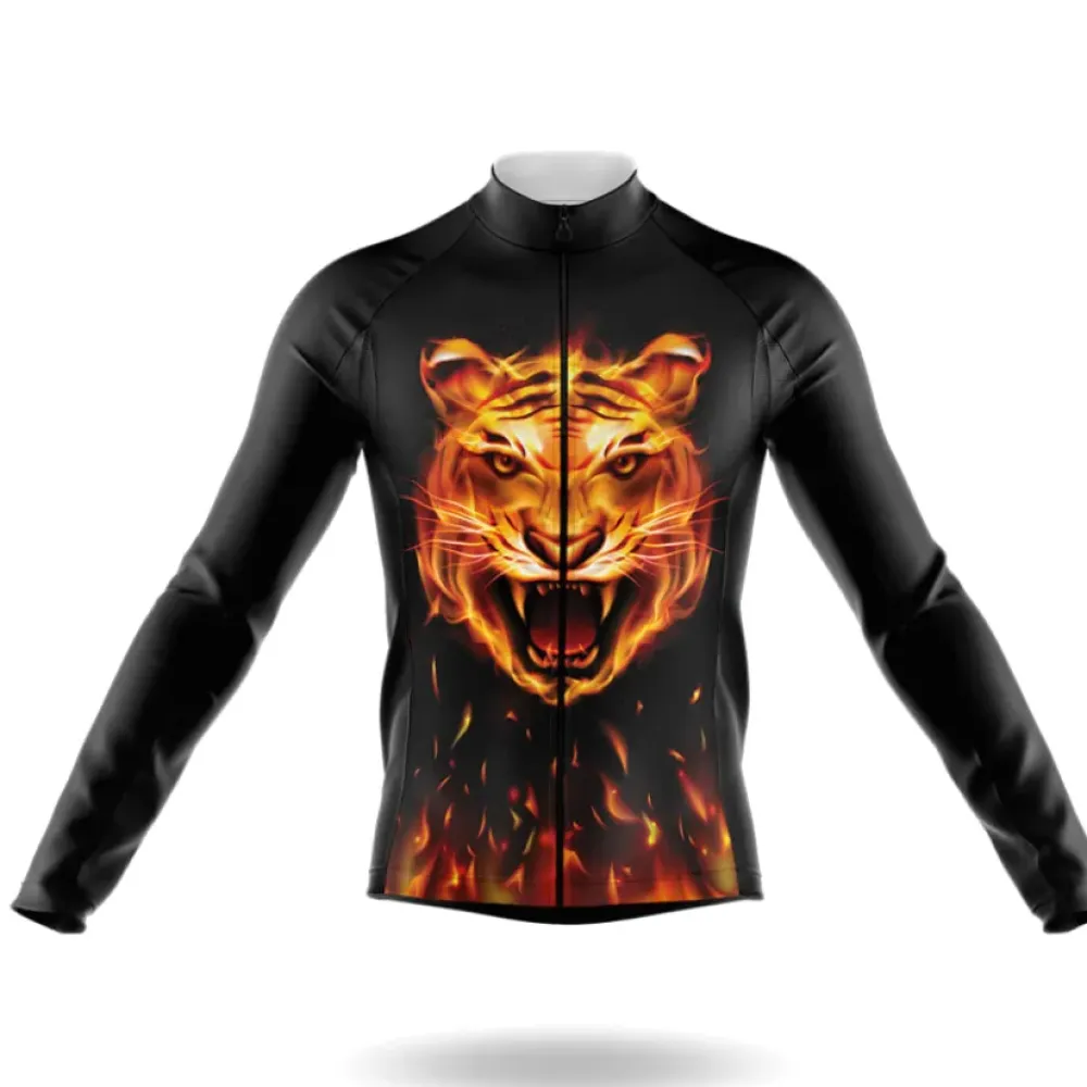 Tiger Long Sleeve Cycling Jersey Ver.2 Flame Black/Orange/Yellow