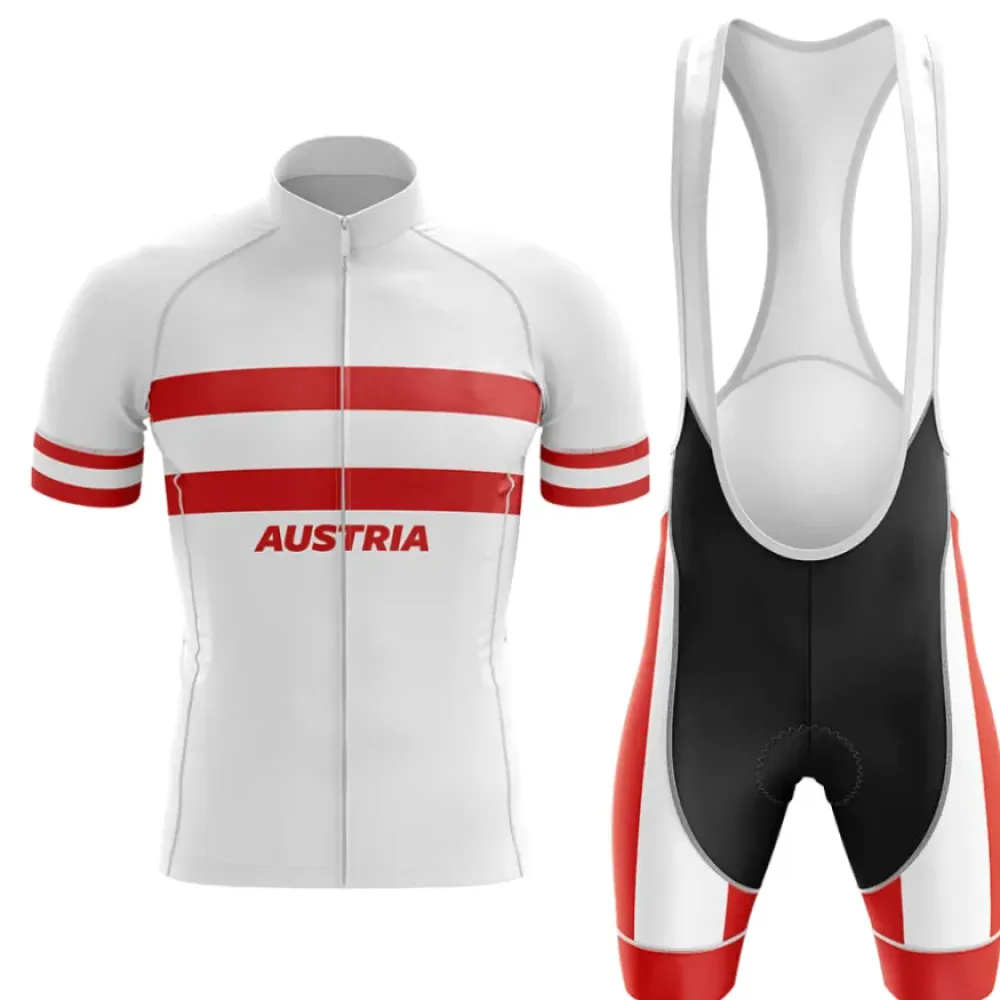 Austria V4 Cycling Kit Jersey   Bibs White/Red/Black