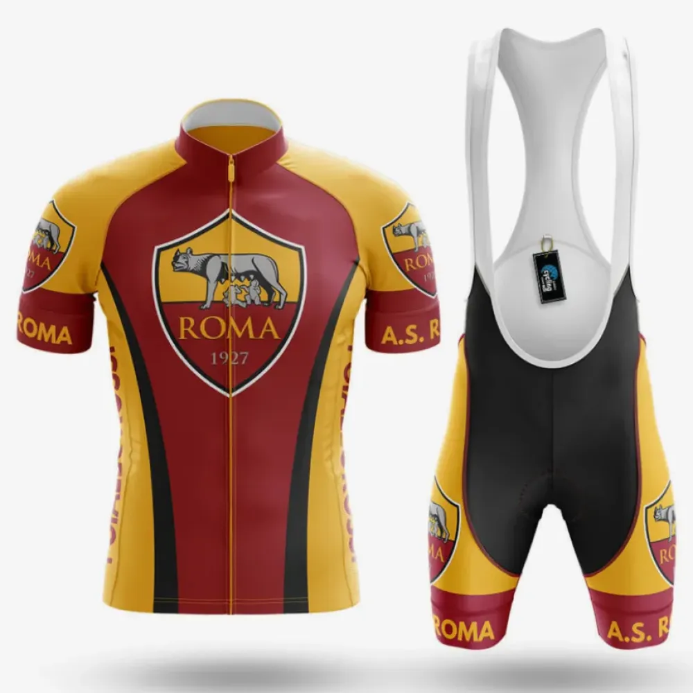 AS Roma Cycling Kit Full Set Yellow/Red/Black