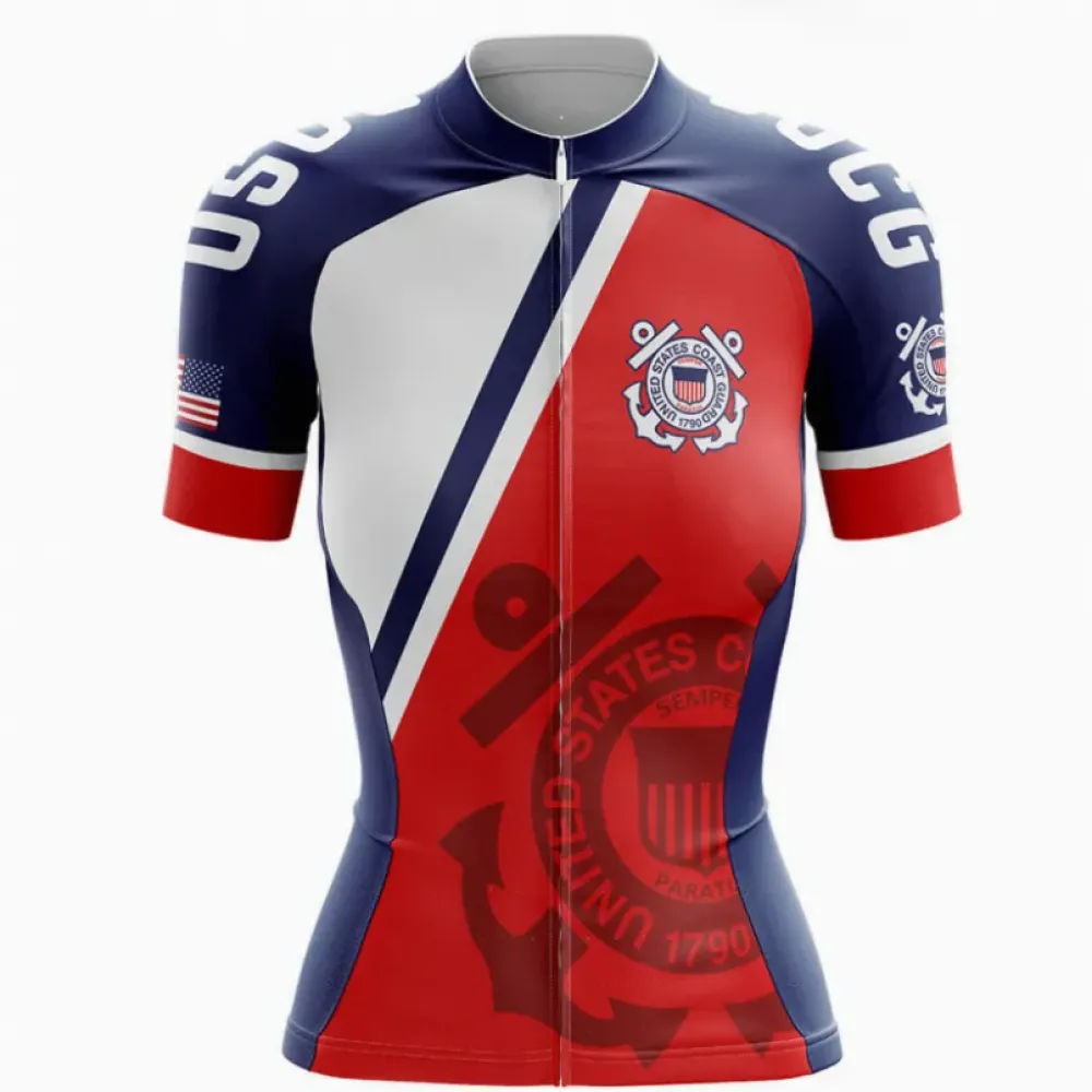 U.S Coast Guard Women Cycling Jersey Navy/Red/White