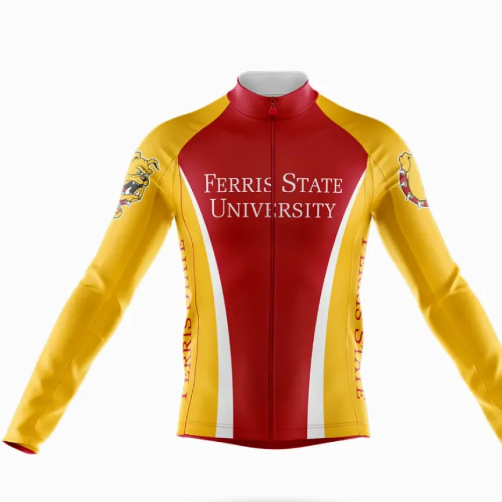 Ferris State University Long Sleeve Cycling Jersey Maroon/Yellow/Gold