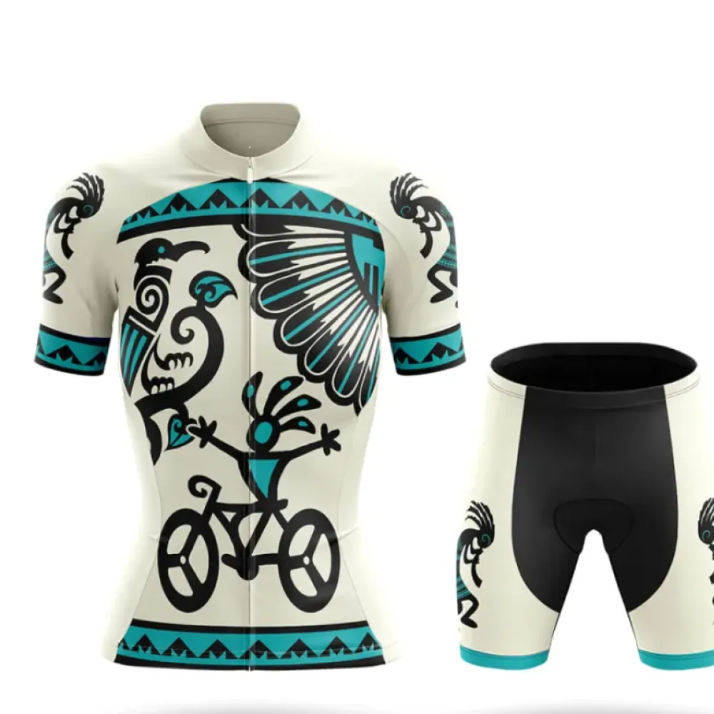 Kokopelli V4 Cycling Jersey Native Design Cream/Teal/Black