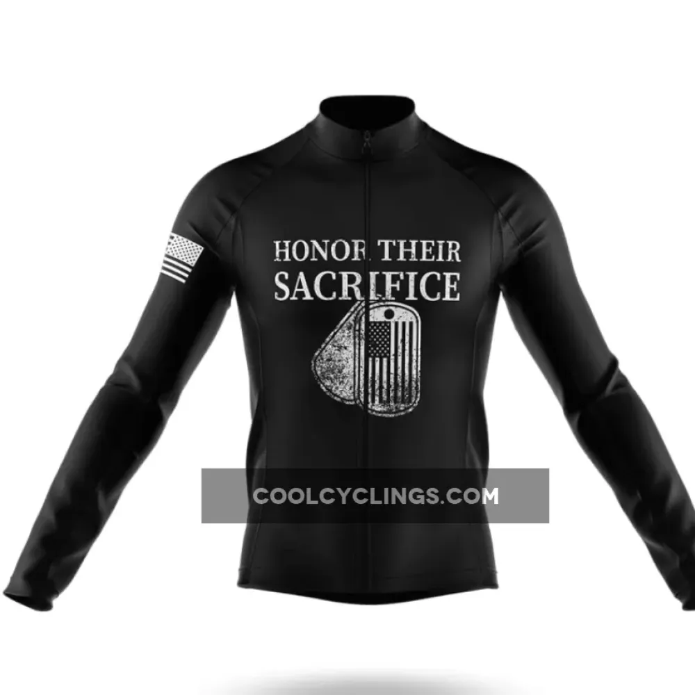 Honor Their Sacrifice Long Sleeve Cycling Jersey Black/White/Grey